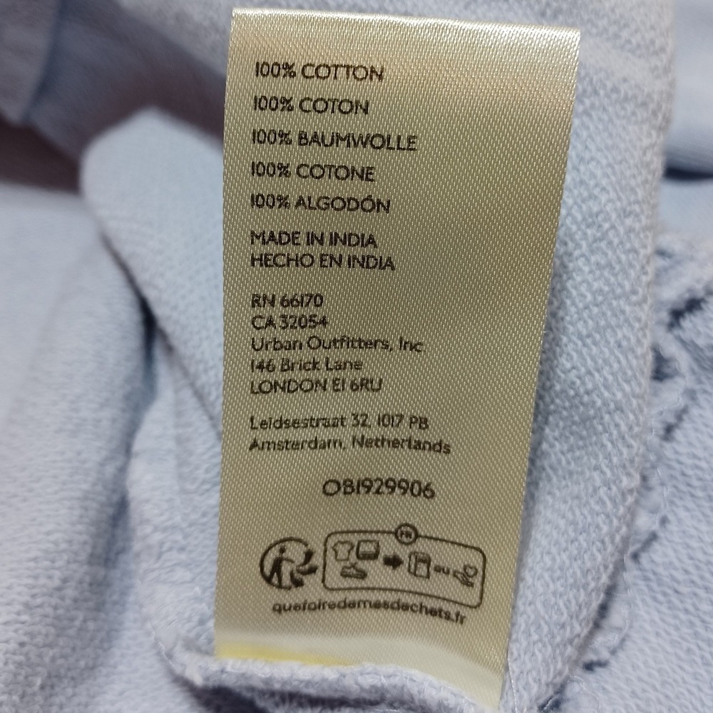 Anthro Pilcro Box Pleated Crop Sweatshirt Womens M Blue Cotton Coastal Lounge - Picture 7 of 10